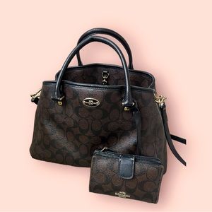 Black and Brown Coach Purse PLUS Matching Wallet
